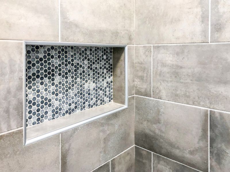 Custom Shower Niche with Recessed Shelves